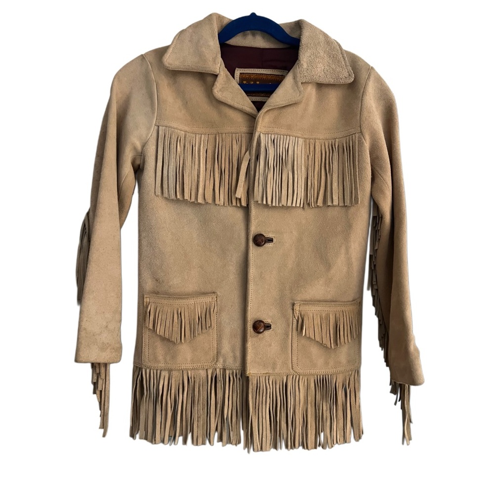 Suede Tan Fringe Jacket for Kids
